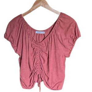 Arizona Jean Company Orange Ruched Tie Front Blouse